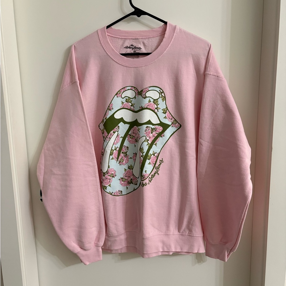 the Rolling Stones Light Pink Branded Crewneck